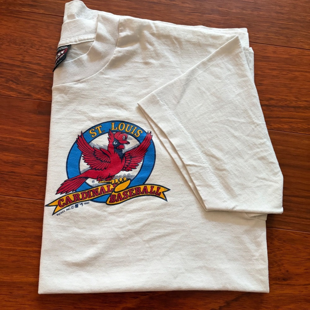 Vintage 1992 White Single Stitch Baseball Graphic St Louis Cardinals T-Shirt L